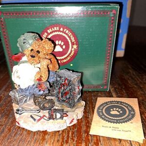 Vintage 1998 Boyds Bears & Friends Bearstone Collection 227716 Sparky & The Box